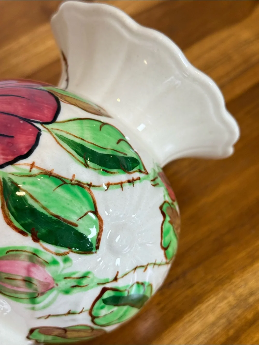 Vintage Hand-Painted Floral Ceramic Vase Blue Ridge Southern Pottery